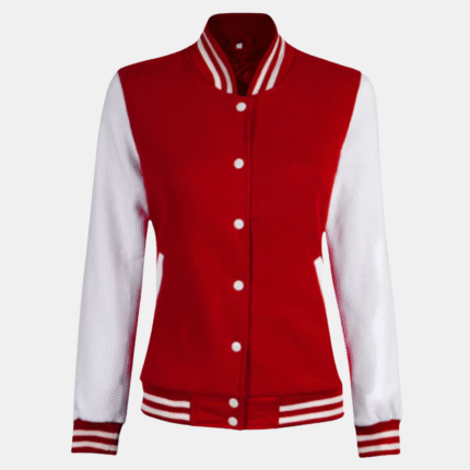 Women’s Red and White School Varsity Jacket