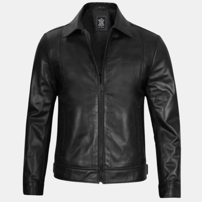 black men's leather jacket