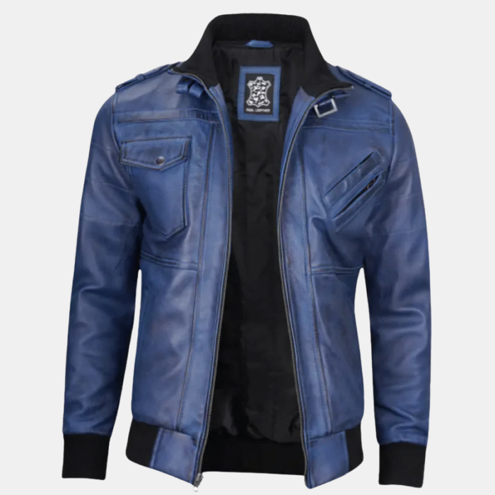 blue hooded jacket