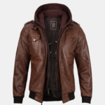 cognac mens hooded jacket