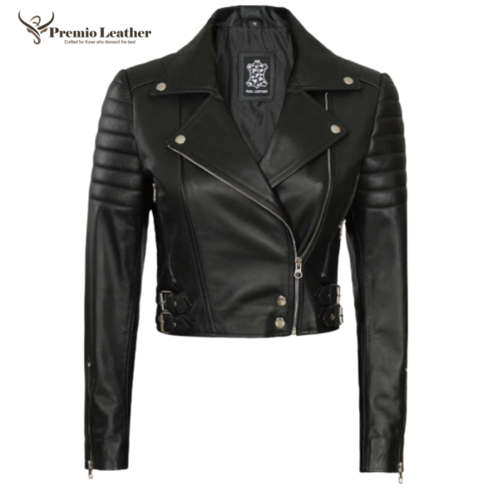 cropped leather motorcycle jacket