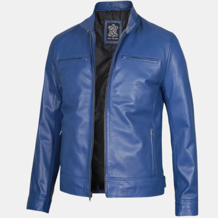leather jacket blue