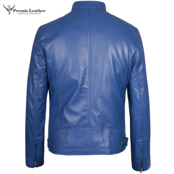 leather jacket blue