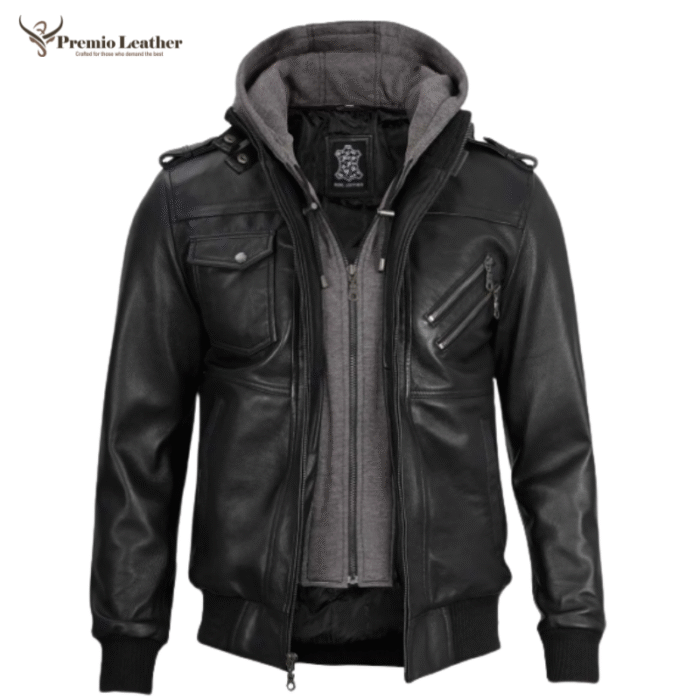 leather jacket hoodie
