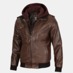 leather jacket mens hooded