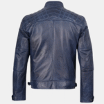 mens blue biker leather jacket