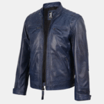 mens blue cafe racer jacket