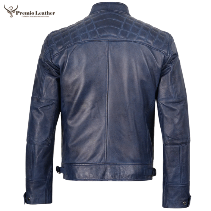 mens blue cafe racer jacket