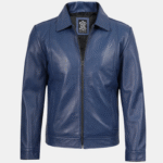 mens blue leather jacket