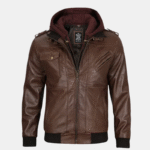 mens brown hooded jacket