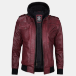 mens burgundy biker jacket