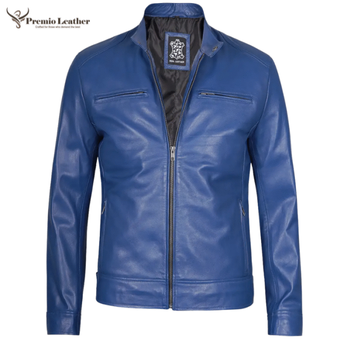 mens cafe racer jacket blue