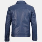 mens leather jacket blue