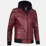 mens maroon leather jacket