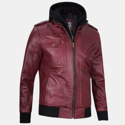 mens maroon leather jacket