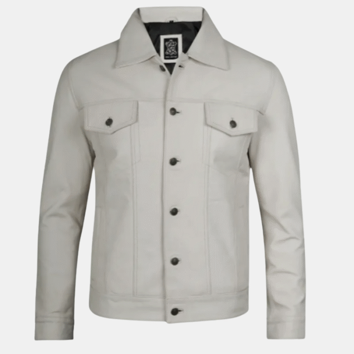 off white leather coat