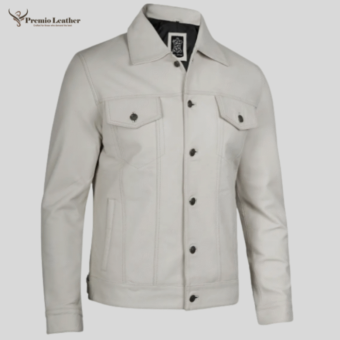 off white leather coat