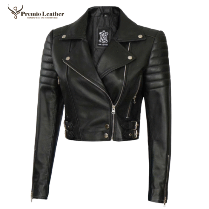 short black leather jacket