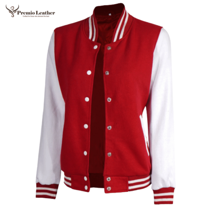 white jacket with red