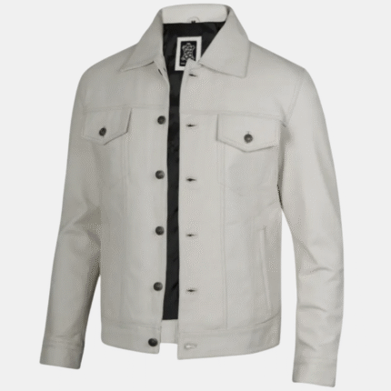 white leather jacket men
