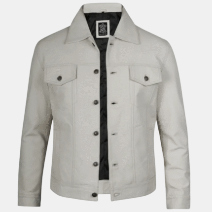 white leather men jacket