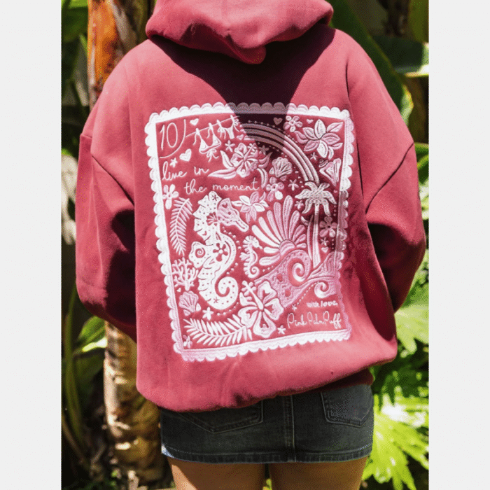 Pink Palm Puff Embreigh Hoodie
