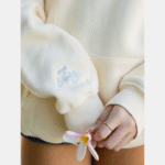 embroidered pink palm puff hoodie