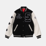 A BATHING APE x COMME des GARCONS OSAKA Black & White Varsity Jacket