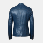 Classic Mens Blue Leather Blazer Jacket