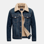 Denim Jacket with Shearling Lining for Men