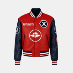 Futuristic 'X' Red & Black Leather Jacket