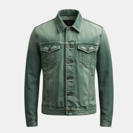 Green Denim Jacket for Men Stylish & Modern Fit