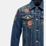Men Floral Embroidered Denim Jacket