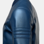 Men's Blue Leather Bomber Jacket