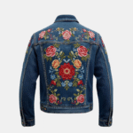 Mens Floral Embroidered Denim Jacket