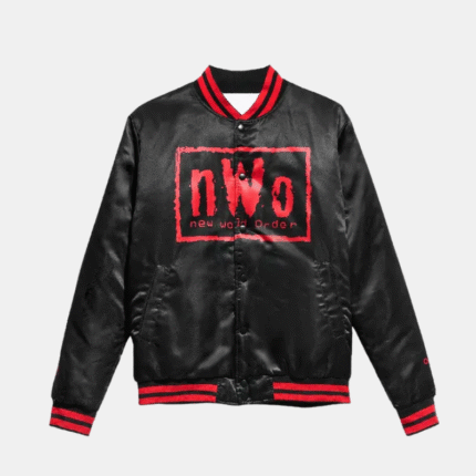 NWO Wolfpac Black Satin Bomber Jacket