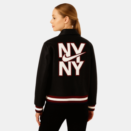 Nike NY patch off-white varsity style jacket