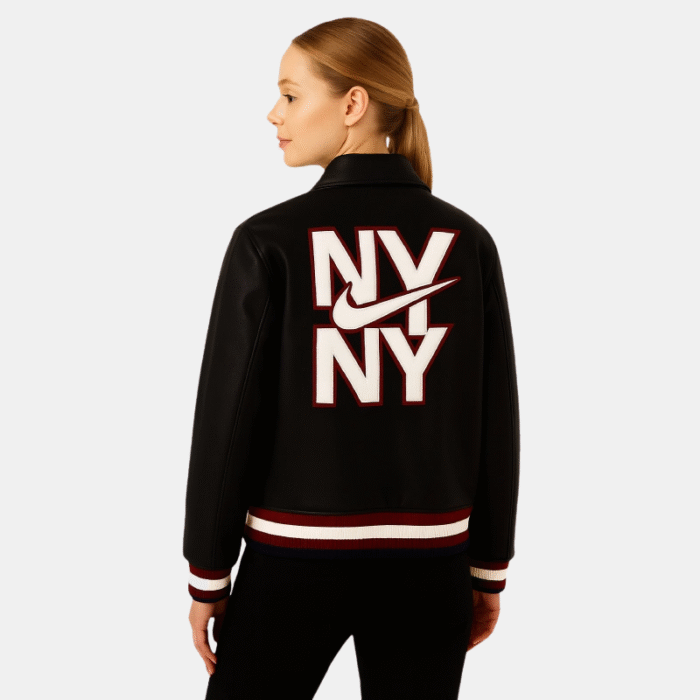 Nike NY patch off-white varsity style jacket