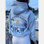 Sunset Surf Blue Hibiscus Hoodie