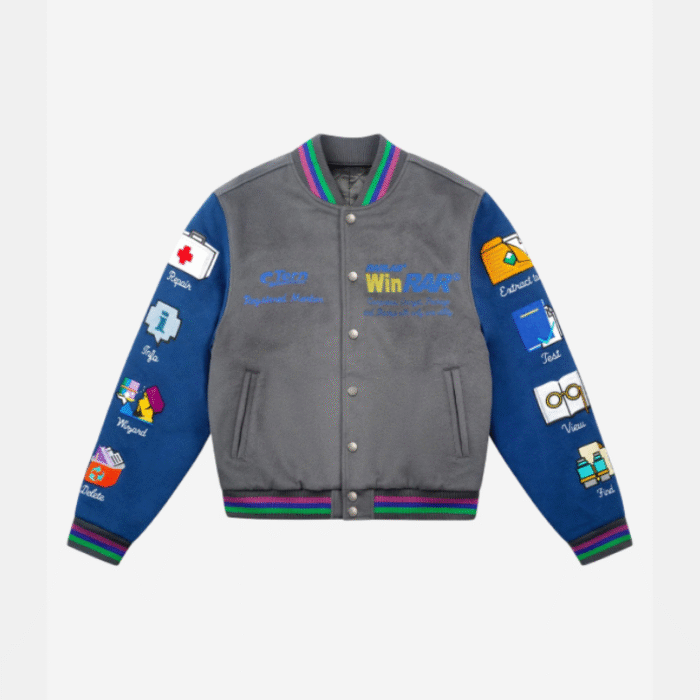 Tern x Winrar Grey and Blue Varsity Jacket Tern
