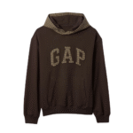 Gap Houndstooth Logo Oversize Hoodie Terra Brown