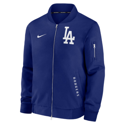 los angeles dodgers dugout bomber jacket mens Blue
