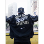 nike dodgers world series letterman jacket black