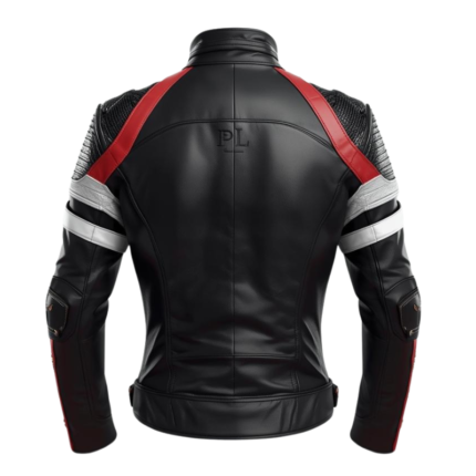 Mens Cyberpunk Leather Biker Jacket Black Racing Style