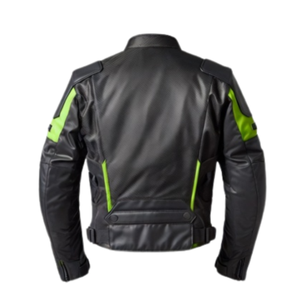 Mens Neon Green & Black Leather Racing Gear Jacket