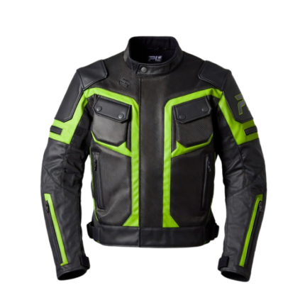 Men’s Neon Green & Black Leather Racing Gear Jacket